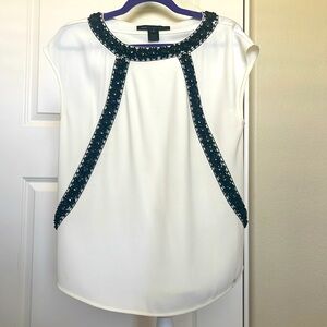 Marc by Marc Jacob’s elegant beaded blouse, eggshell white and black, M, EUC